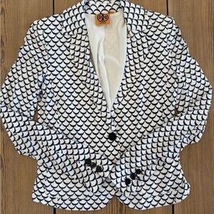 Tory Burch Black and White Scallop Blazer XS